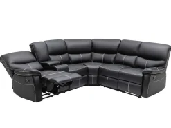 Xxl-Relaxhoekbank Van Zwart Kunstleer - Canby-Vente-unique Hot