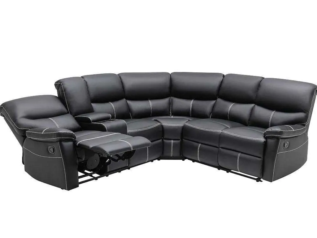Xxl-Relaxhoekbank Van Zwart Kunstleer - Canby-Vente-unique Hot