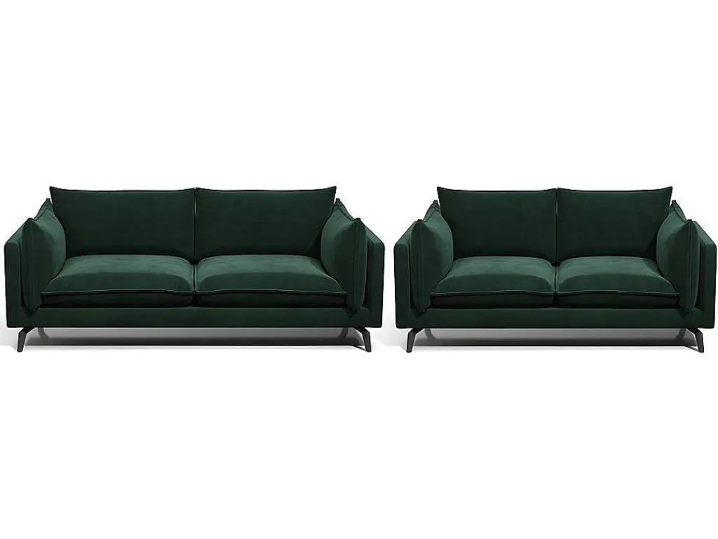 Zitbank 3+2 Plaatsen Kestrel Van Velours - Groen-Vente-unique Discount