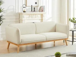 Zitbank Met 3 Plaatsen En Bekleding In Beige Textuurstof Fanira-Vente-unique Outlet