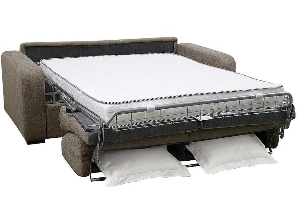 3-Zits Express Slaapbank Van Olijfgroene Stof - Matras 14 Cm - Bevis-Vente-unique Sale