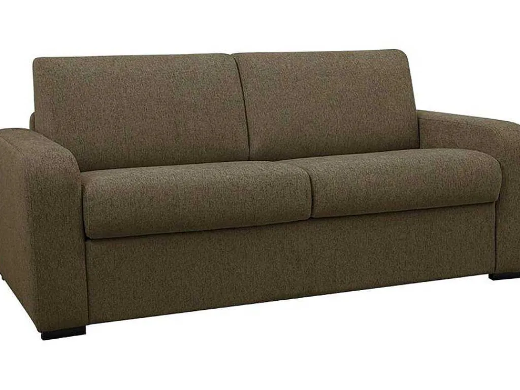 3-Zits Express Slaapbank Van Olijfgroene Stof - Matras 14 Cm - Bevis-Vente-unique Sale