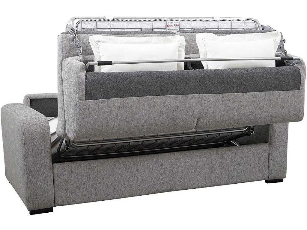 3-Zits Express Slaapbank Van Grijze Stof - Matras 18 Cm - Bevis-Vente-unique New