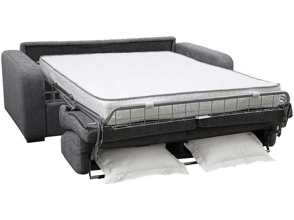 3-Zits Express Slaapbank Van Antraciete Stof - Matras 18 Cm - Bevis-Vente-unique Sale