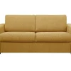 3-Zits Express Slaapbank Van Mosterdgele Stof - Matras 14 Cm - Bevis-Vente-unique Sale