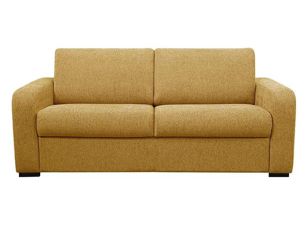 3-Zits Express Slaapbank Van Mosterdgele Stof - Matras 14 Cm - Bevis-Vente-unique Sale