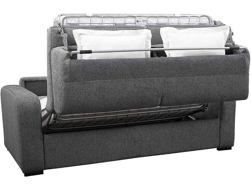3-Zits Express Slaapbank Van Antraciete Stof - Matras 14 Cm - Bevis-Vente-unique