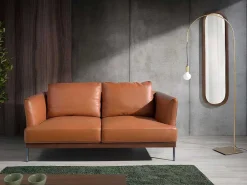 2-Zitsbank Bekleed In Bruin Leder 6170-Angel Cerda New