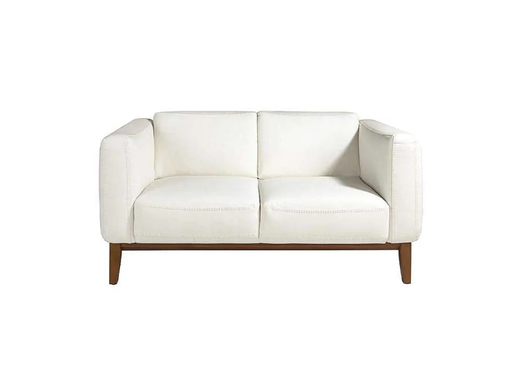 2-Zitsbank Bekleed In Wit Leder 6118-Angel Cerda