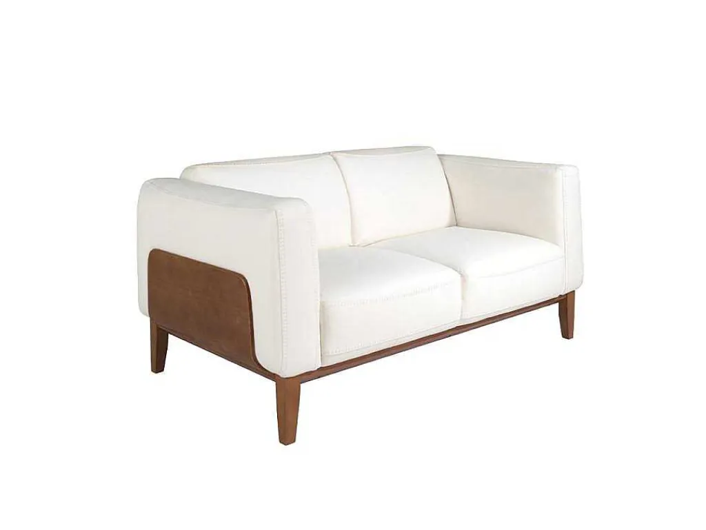 2-Zitsbank Bekleed In Wit Leder 6118-Angel Cerda