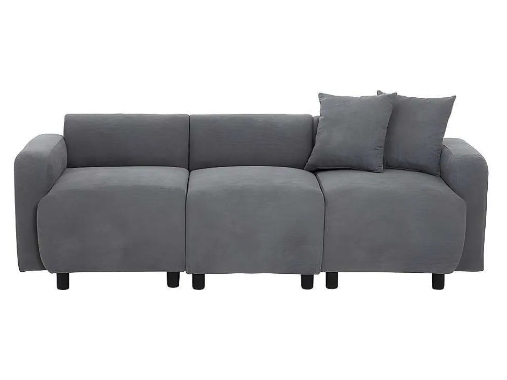 3-Zitsbank In Chenille-Stof Met 2 Kussens - Slaaphoogte 211 Cm - Grijs-ModernLuxe Clearance