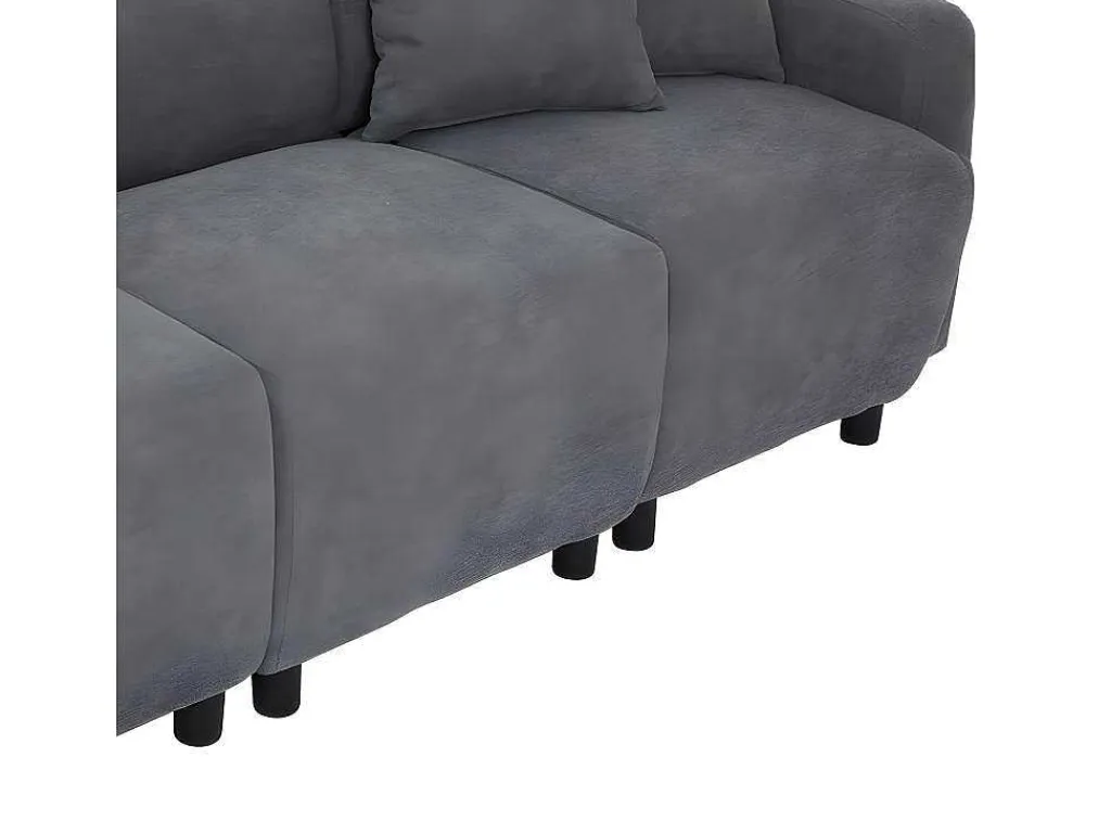 3-Zitsbank In Chenille-Stof Met 2 Kussens - Slaaphoogte 211 Cm - Grijs-ModernLuxe Clearance