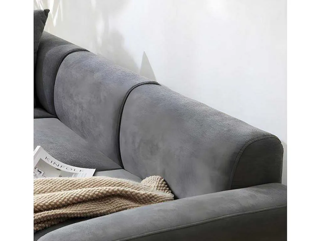 3-Zitsbank In Chenille-Stof Met 2 Kussens - Slaaphoogte 211 Cm - Grijs-ModernLuxe Clearance