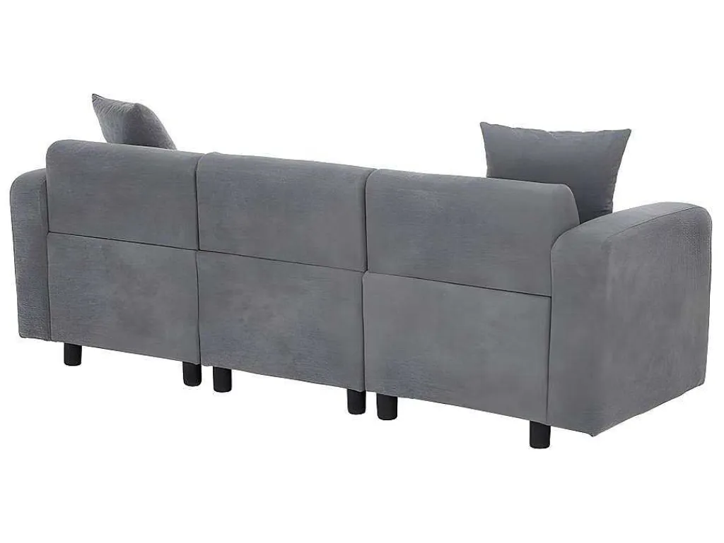 3-Zitsbank In Chenille-Stof Met 2 Kussens - Slaaphoogte 211 Cm - Grijs-ModernLuxe Clearance