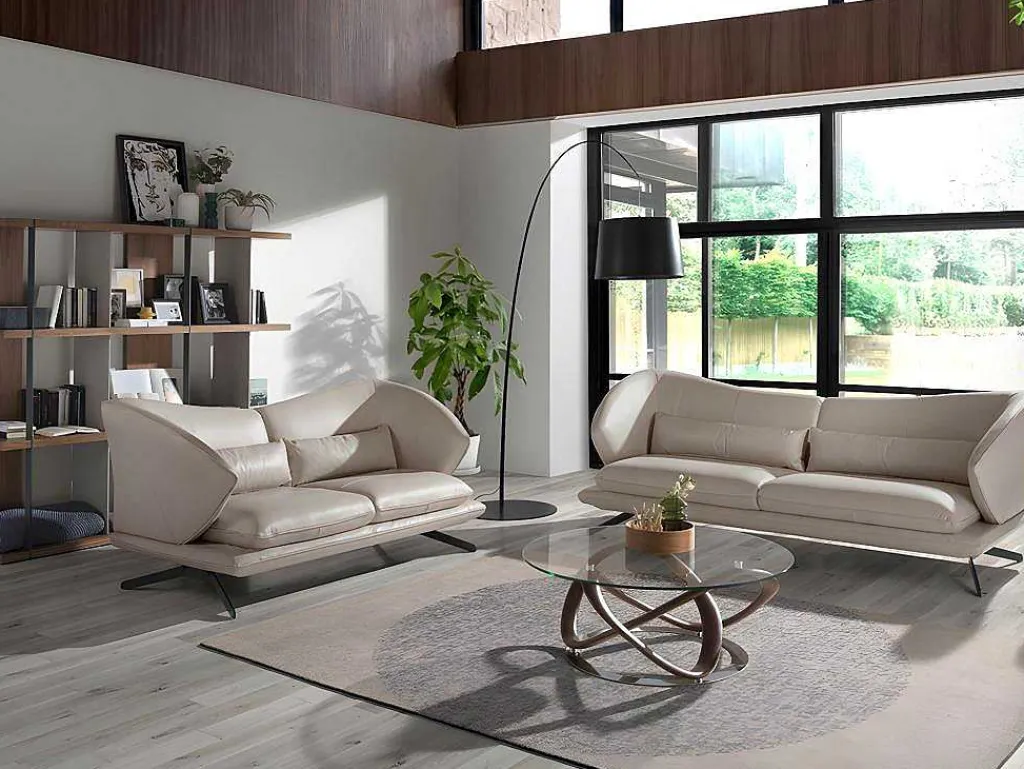 3-Zitsbank In Taupe Grijs Rundleder 6146-Angel Cerda Online