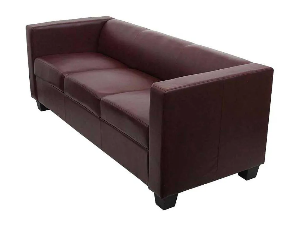 3-Zitsbank Lille, Kunstleder, Roodbruin-Vente-unique Hot