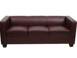 3-Zitsbank Lille, Kunstleder, Roodbruin-Vente-unique Hot
