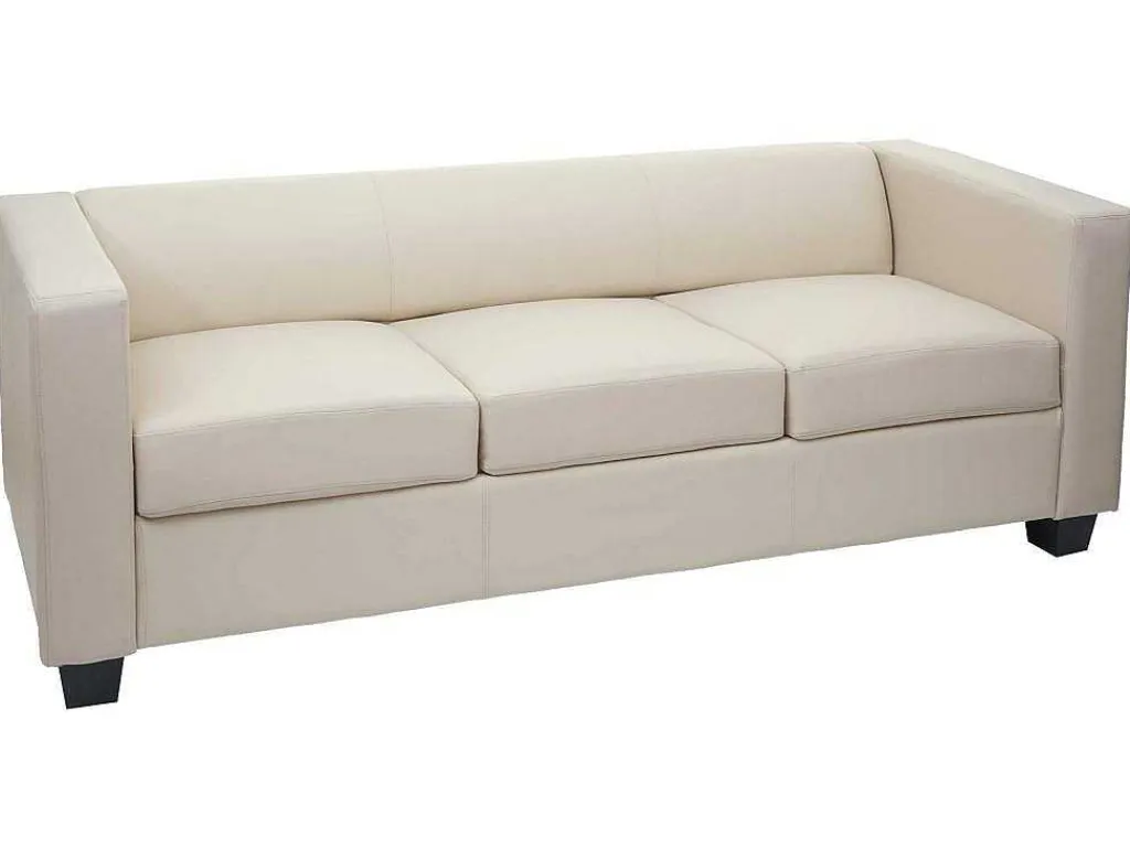 3-Zitsbank Lille, Kunstleer, Creme-Vente-unique Hot