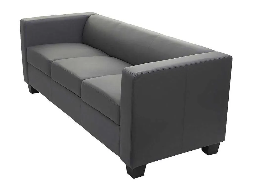 3-Zitsbank Lille, Kunstleer, Donkergrijs-Vente-unique Best