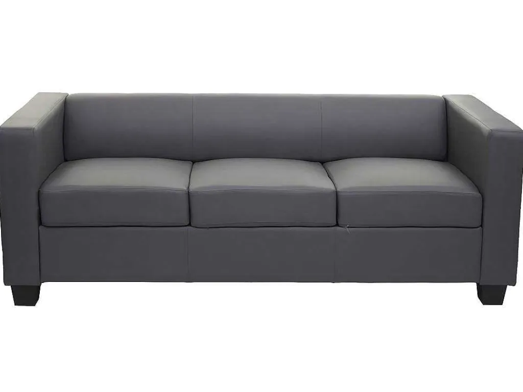 3-Zitsbank Lille, Kunstleer, Donkergrijs-Vente-unique Best