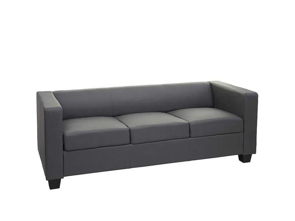 3-Zitsbank Lille, Kunstleer, Donkergrijs-Vente-unique Best