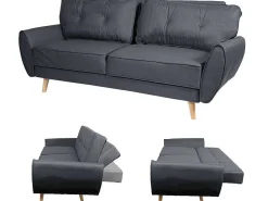 3-Zitsbank Mcw-J19, Stof/Textiel Antraciet-Vente-unique Discount