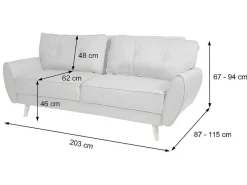 3-Zitsbank Mcw-J19, Stof/Textiel Antraciet-Vente-unique Discount