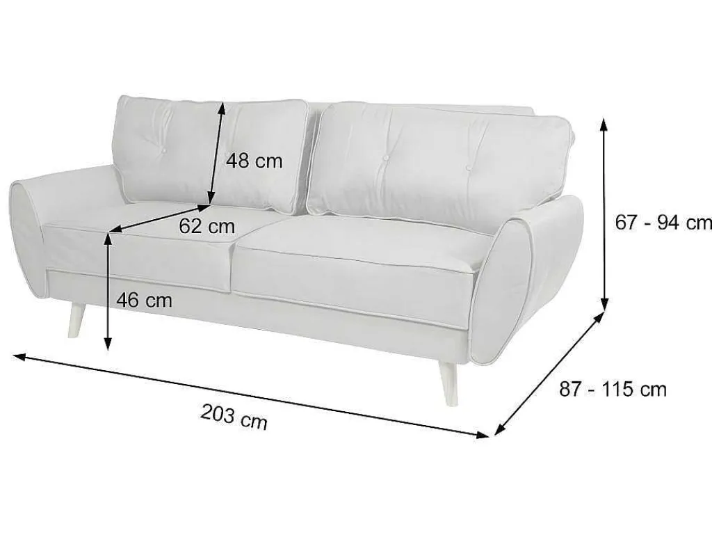 3-Zitsbank Mcw-J19, Stof/Textiel Antraciet-Vente-unique Discount