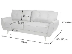 3-Zitsbank Mcw-J19, Stof/Textiel Antraciet-Vente-unique Discount