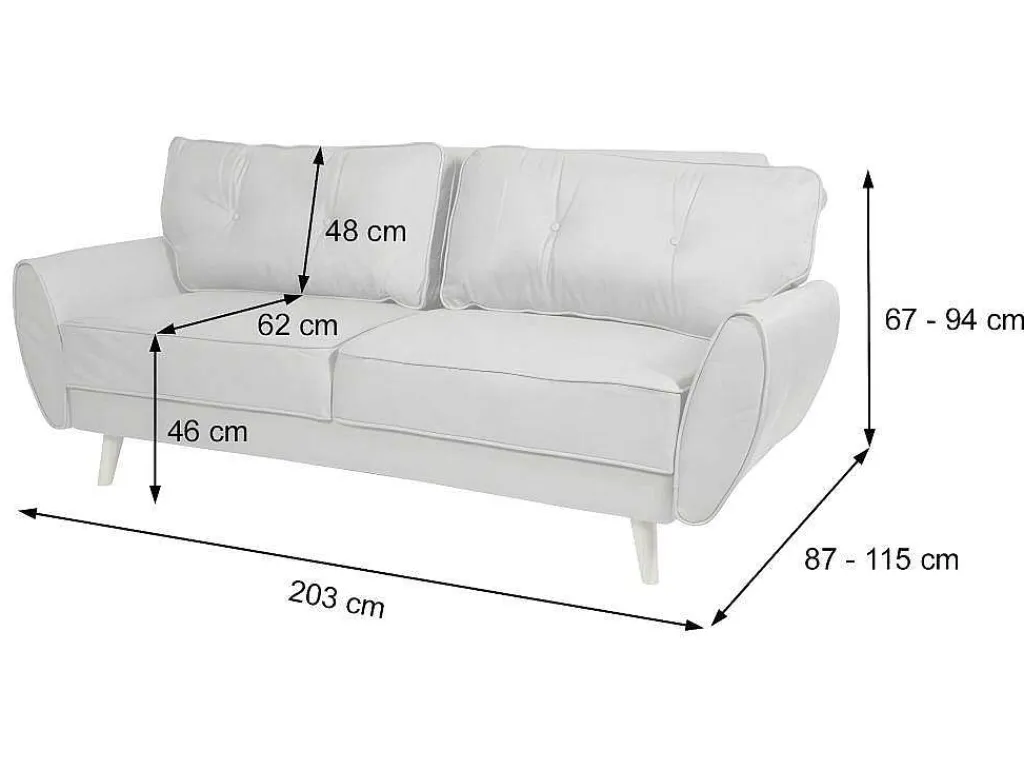 3-Zitsbank Mcw-J19, Stof/Textiel Antraciet-Vente-unique Discount