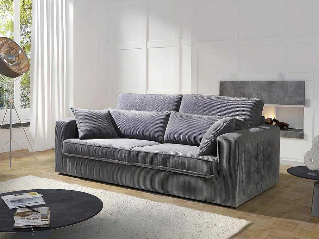 3-Zitsbank Mondovi Van Ribfluweel - Grijs-Vente-unique Outlet