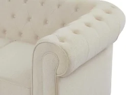 3-Zitsbank Van Beige Stof Chesterfield-Vente-unique Clearance