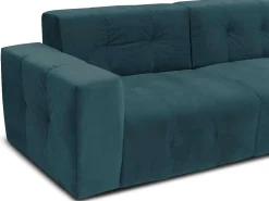 3-Zitsbank Van Eendenblauw Fluweel Inirida-Vente-unique