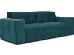 3-Zitsbank Van Eendenblauw Fluweel Inirida-Vente-unique