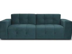 3-Zitsbank Van Eendenblauw Fluweel Inirida-Vente-unique