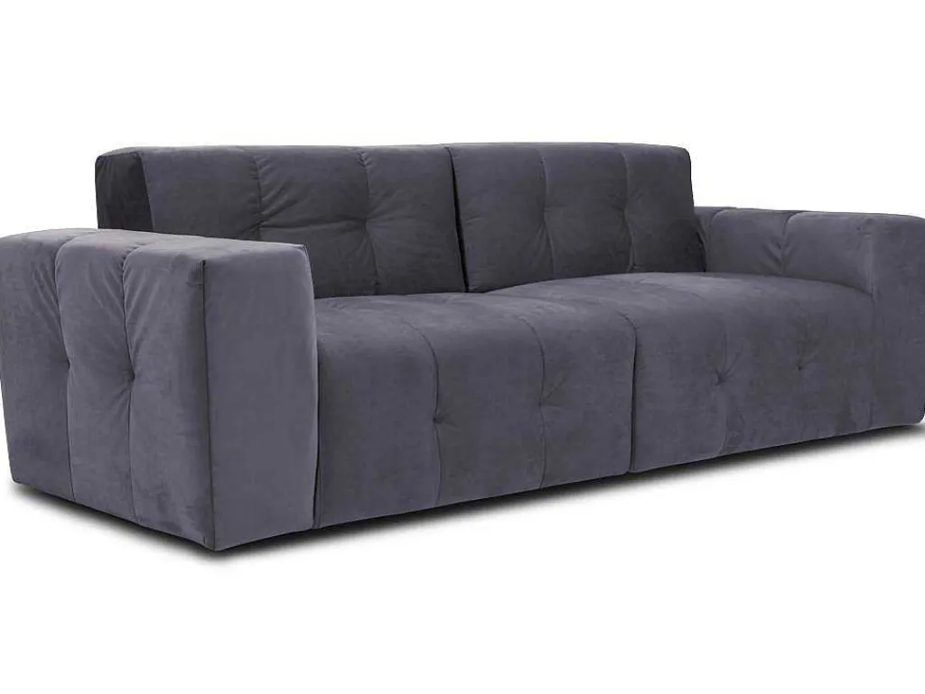 3-Zitsbank Van Grijs Fluweel Inirida-Vente-unique Outlet