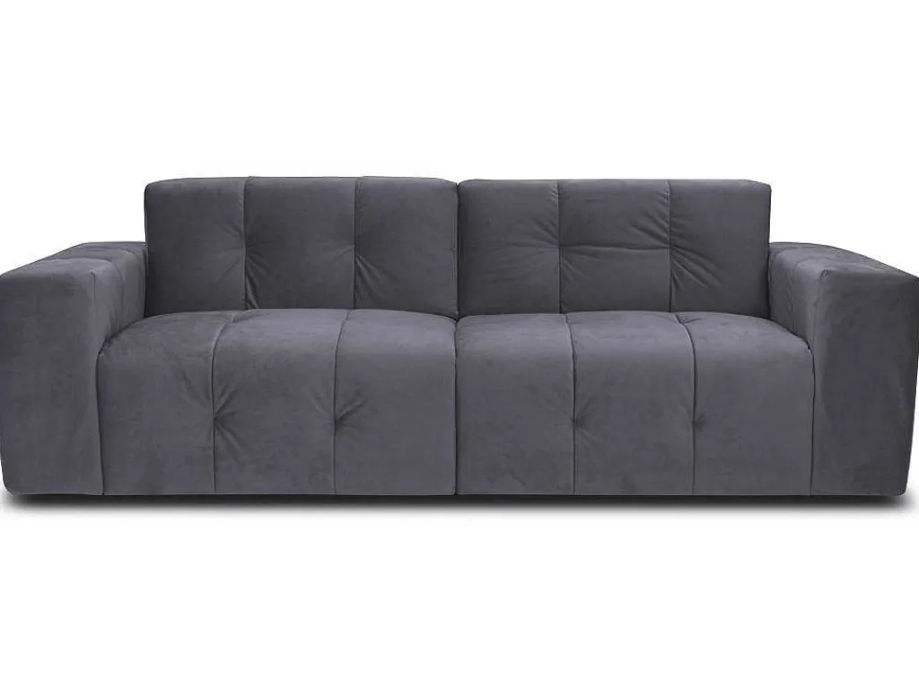 3-Zitsbank Van Grijs Fluweel Inirida-Vente-unique Outlet