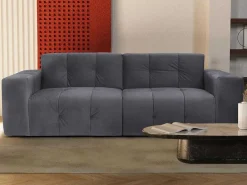 3-Zitsbank Van Grijs Fluweel Inirida-Vente-unique Outlet