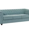 3-Zitsbank Van Lichtblauwe Stof Chesterfield-Vente-unique Sale
