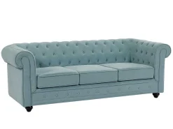3-Zitsbank Van Lichtblauwe Stof Chesterfield-Vente-unique Sale