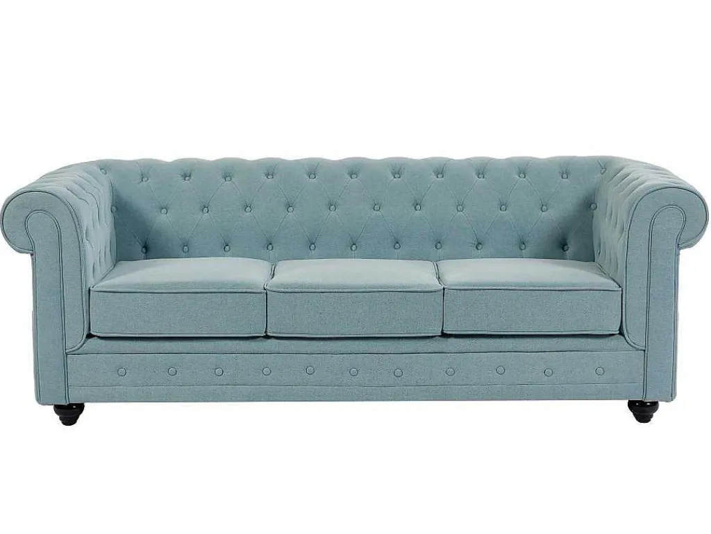 3-Zitsbank Van Lichtblauwe Stof Chesterfield-Vente-unique Sale