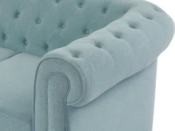 3-Zitsbank Van Lichtblauwe Stof Chesterfield-Vente-unique Sale