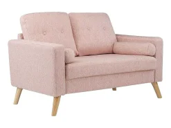 2-Zitsbank Van Stof Met Woleffect Tatum - Poederrose-Vente-unique Outlet