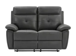 2-Zits-Relaxbank Van Grijs Leer Vineta-Vente-unique Outlet