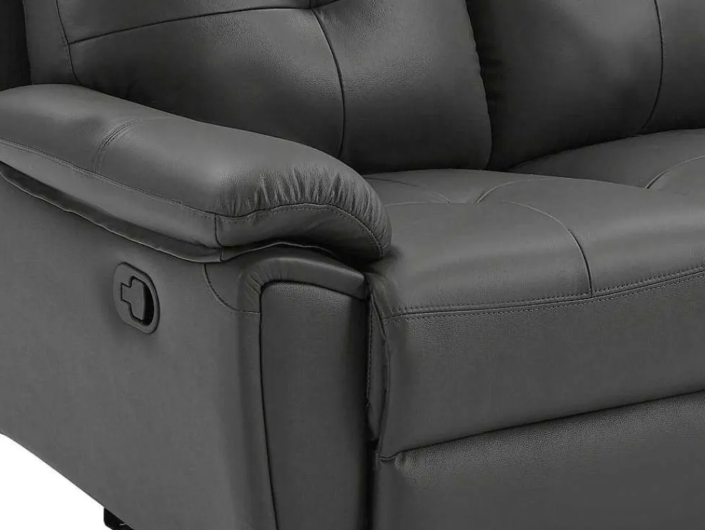 2-Zits-Relaxbank Van Grijs Leer Vineta-Vente-unique Outlet