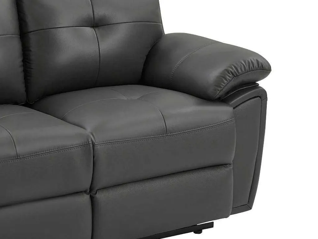2-Zits-Relaxbank Van Grijs Leer Vineta-Vente-unique Outlet