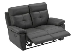 2-Zits-Relaxbank Van Grijs Leer Vineta-Vente-unique Outlet