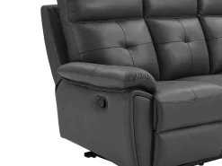3-Zits-Relaxbank Van Grijs Leer Vineta-Vente-unique