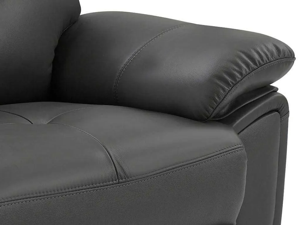 3-Zits-Relaxbank Van Grijs Leer Vineta-Vente-unique
