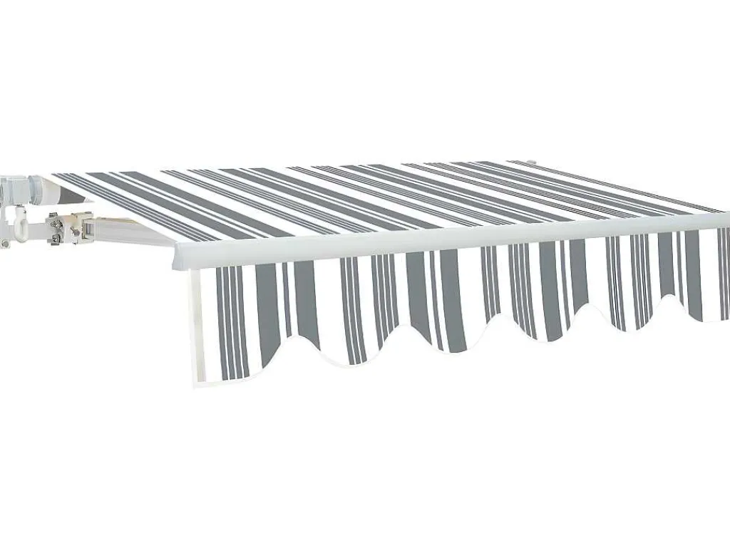 Zonnewering Paleas - Handmatig - 3,95 X 2,5M - Grijs En Wit-Vente-unique New
